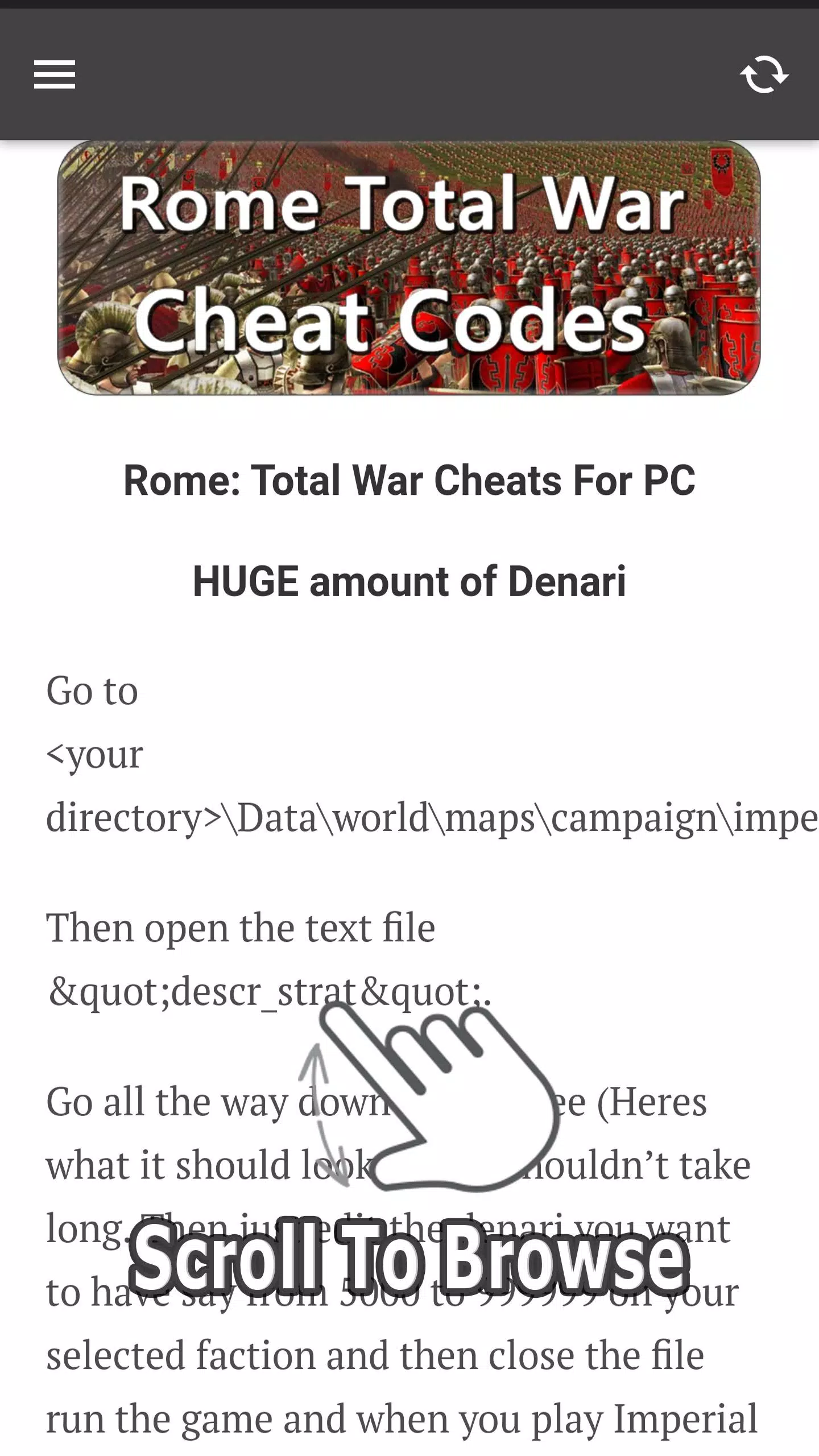 Cheats for Rome Total War APK pour Android Télécharger