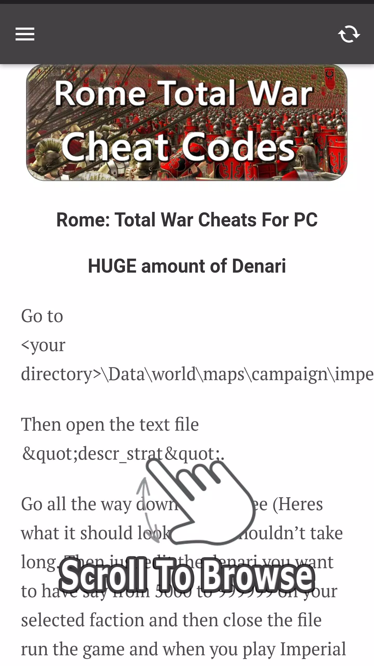 Rome: Total War Cheats for PC