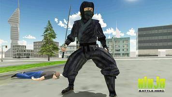 Batalha do super-herói do guerreiro Ninja Cartaz