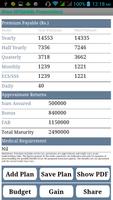 LIC Premium Calc, Combinations screenshot 2