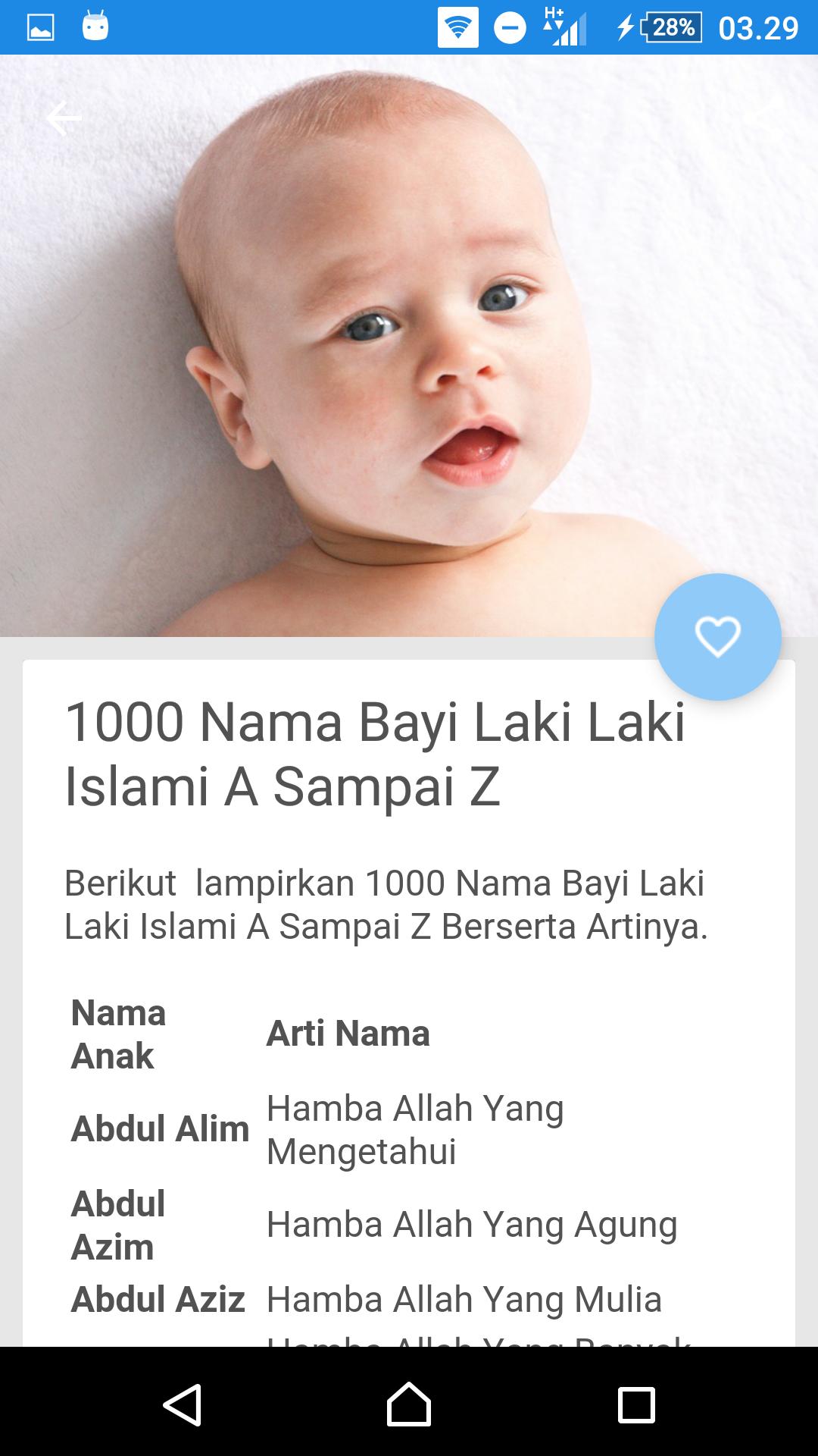Daftar Nama Bayi Islami Laki Laki