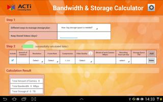 ACTi Bandwidth & Storage Calc capture d'écran 1
