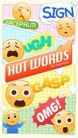 Cool hot words emoji sticker Affiche