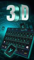 3D Neon Hologram Black Keyboard Theme পোস্টার