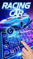 Poster Neon Racing Car 3D Keyboard Theme