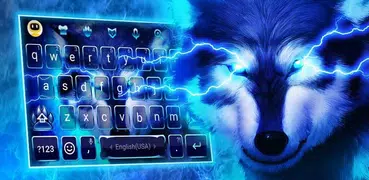 3D Wolf Keyboard Theme & Blue Lightning Keyboard