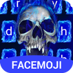 ”Blue Fire Skull Emoji Keyboard Theme