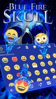Blue Fire Skull Emoji Keyboard Theme capture d'écran 2