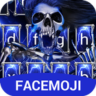 Blue Lightening & Rock Skull Keyboard Theme icône