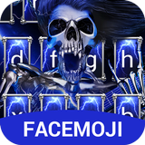 Blue Lightening & Rock Skull Keyboard Theme ícone