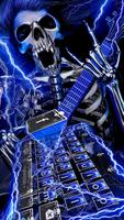 Blue Lightening & Rock Skull Keyboard Theme imagem de tela 1