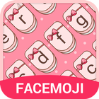 Pink Cute Bow Emoji Keyboard Theme for Facemoji आइकन