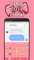 Pink Cute Bow Emoji Keyboard Theme poster