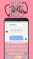 Pink Cute Bow Emoji Keyboard Theme captura de pantalla 1