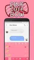 Pink Cute Bow Emoji Keyboard Theme captura de pantalla 2