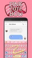 Pink Cute Bow Emoji Keyboard Theme captura de pantalla 3