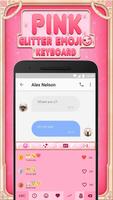 Pink Glitter Emoji Keyboard Theme for Whatsapp Ekran Görüntüsü 1