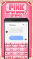 Pink Glitter Emoji Keyboard Theme for Whatsapp Ekran Görüntüsü 3