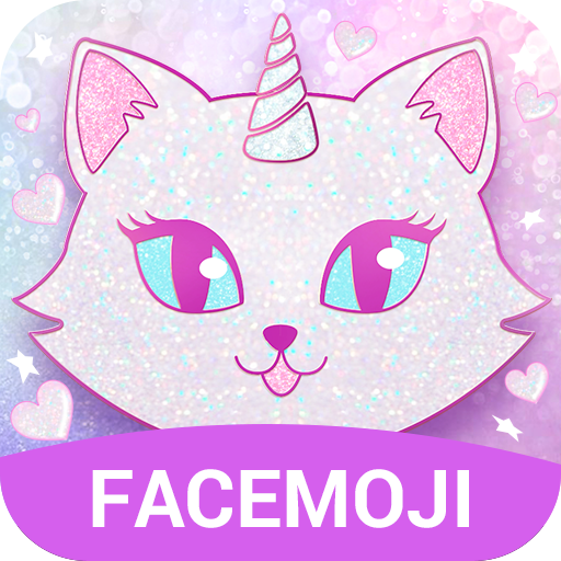 Pink Glitter Unicorn Cat Keyboard Theme for Girls