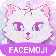 Pink Glitter Unicorn Cat Keyboard Theme for Girls