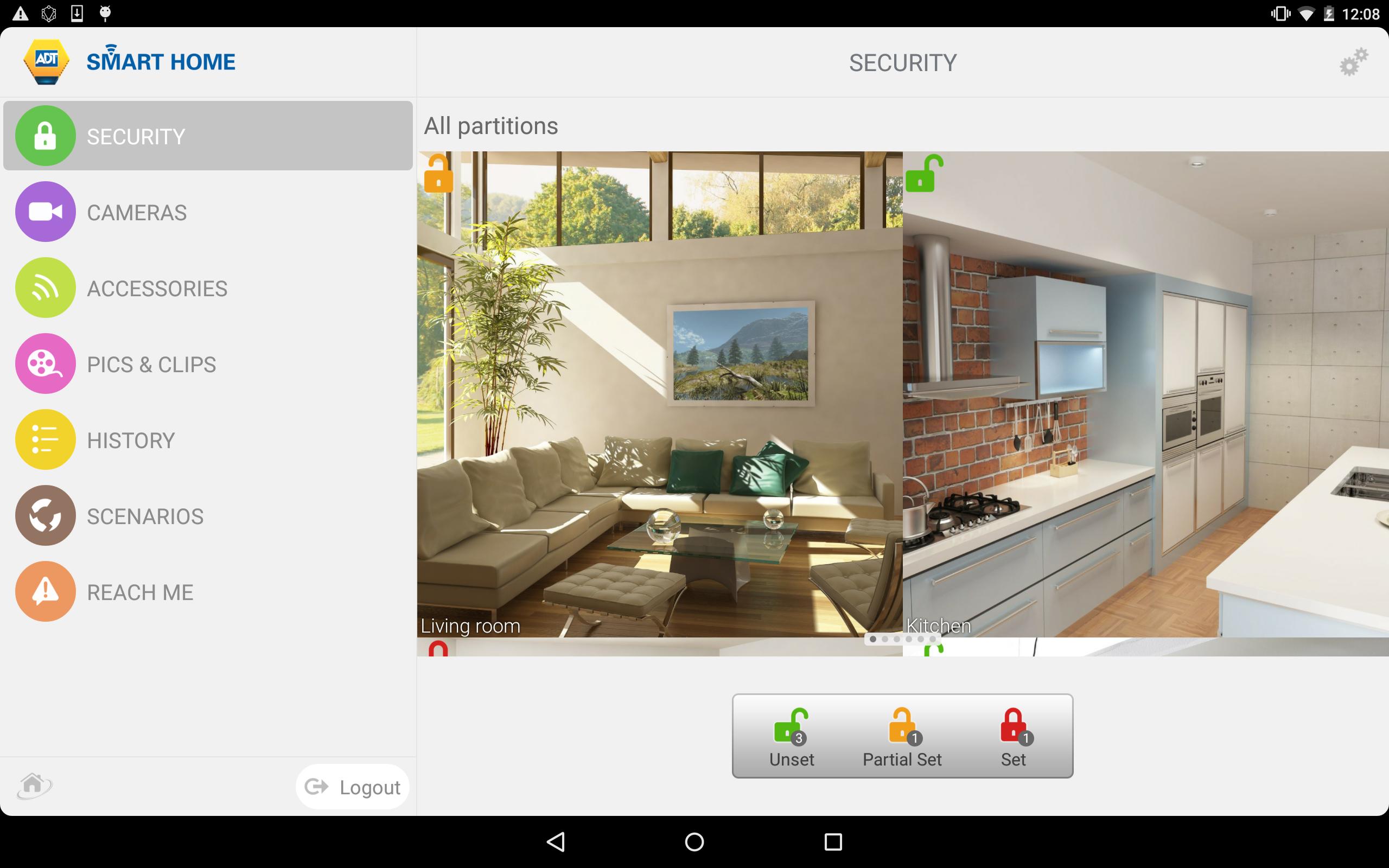 Demo home. Smart Security Android. ADT Home Security.