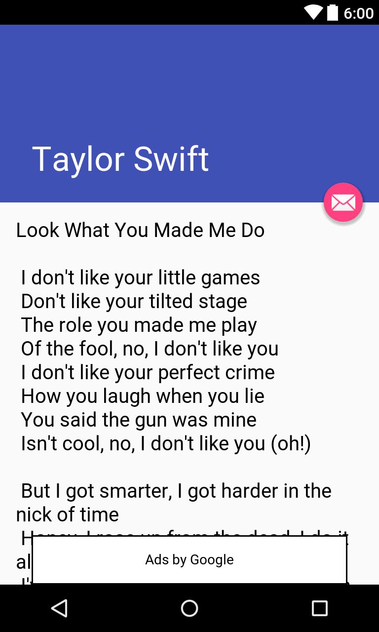 Taylor Swift Look What You Made Me Do Lyrics For Android