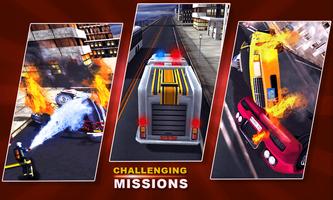 Firefighter Truck Rescue 911 Affiche