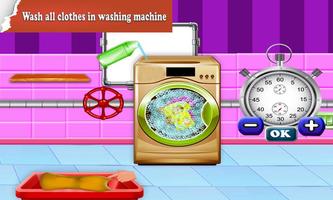 होम वाशिंग कपड़े धोने का खेल: कमरे की सफाई पोस्टर