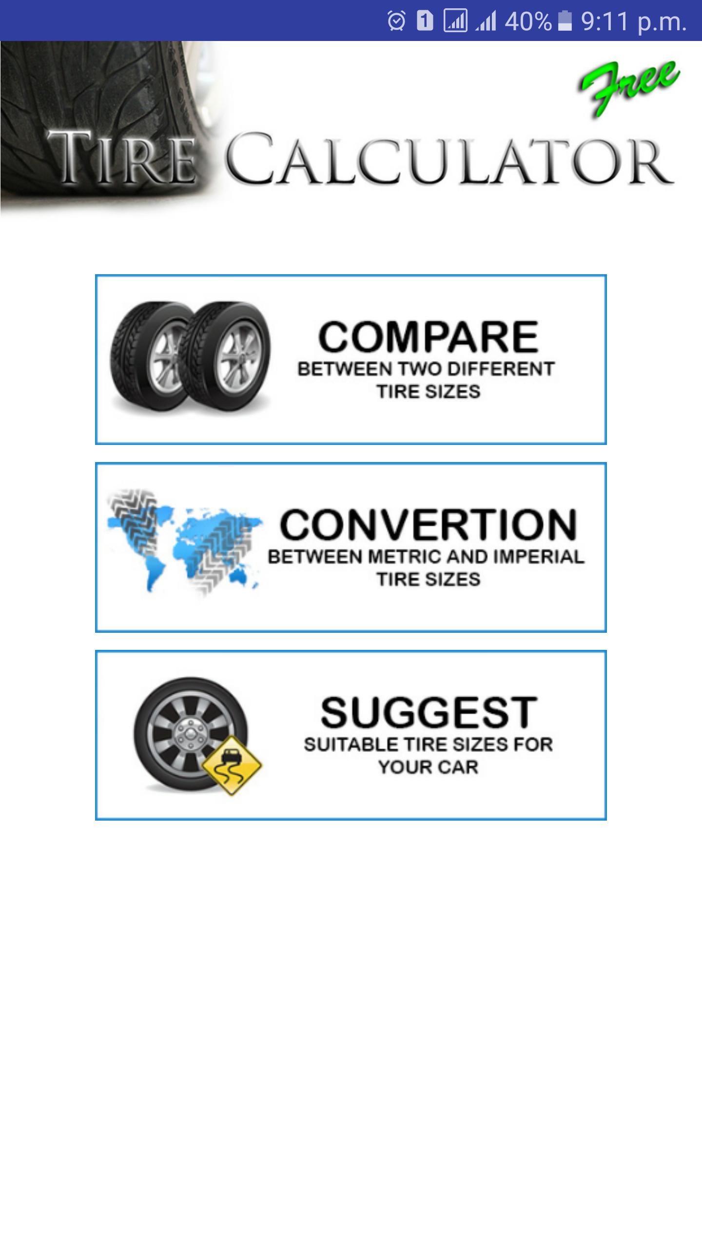 Compare Tire Sizes >> Tire Size Calculator For Android Apk Download Compare Tire Sizes >> Tire Size Calculator For Android Apk Download