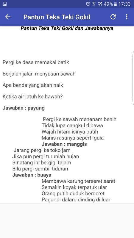 Pantun Teka Teki Yg Ada Jawabannya Informasi Seputar Indonesia