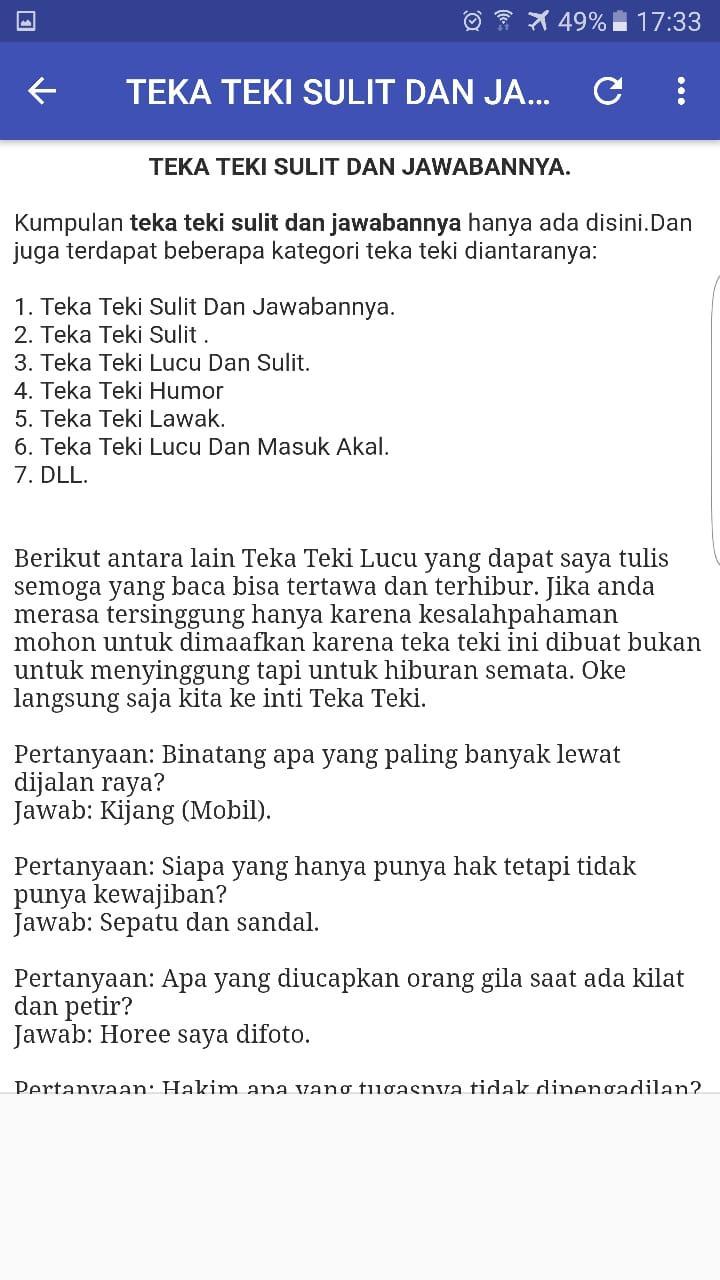 Pantun teka teki lucu dan jawabannya