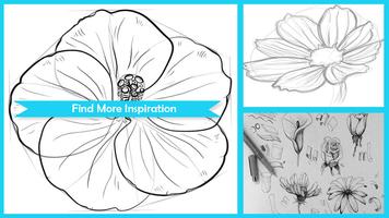Drawing Flower Sketches Step by Step Affiche