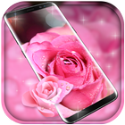 Rose Pink Water Drops Free live wallpaper icône