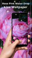 Rose Pink Water Drops Free live wallpaper Affiche