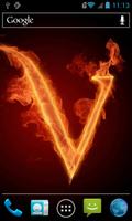 Fiery letter V live wallpaper imagem de tela 1