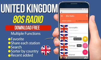 United Kingdom Radio 80s Music Radio Free โปสเตอร์