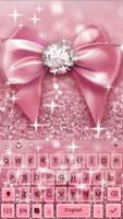 Pink Bowknot Glitter Keyboard Theme постер