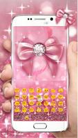 Pink Bowknot Glitter Keyboard Theme скриншот 1