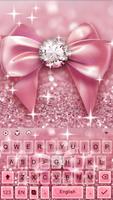 Pink Bowknot Glitter Keyboard Theme постер