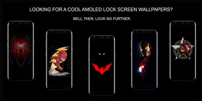 پوستر Super Heroes Black AMOLED Lock Screen Wallpaper