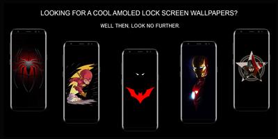 Super Heroes Black AMOLED Lock Screen Wallpaper ポスター