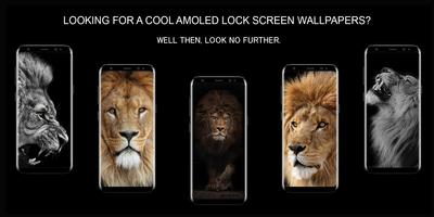 Lion Royal Black AMOLED Lock Screen Wallpaper Plakat