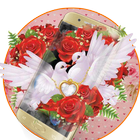 Red Rose Pigeon Heart Theme - Love Theme Wallpaper иконка
