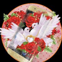 Red Rose Pigeon Heart Theme - Love Theme Wallpaper capture d'écran 2