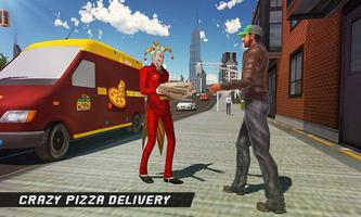 Van futuriste de livraison de pizza: simulateur de Affiche