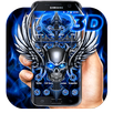 3D Blue Tech Angel Skull Theme APK