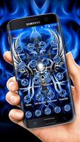 3D Blue Tech Angel Skull Theme ภาพหน้าจอ 1