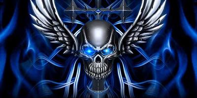 3D Blue Tech Angel Skull Theme اسکرین شاٹ 3