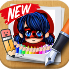 Ladybug & Cat Noir Coloring page app by fans أيقونة