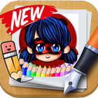 Ladybug & Cat Noir Coloring page app by fans icon